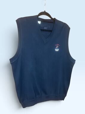 Cutter and Buck Men's Navy Sweater Golf Vest w/US Open 2009 Bethpage Black Med.